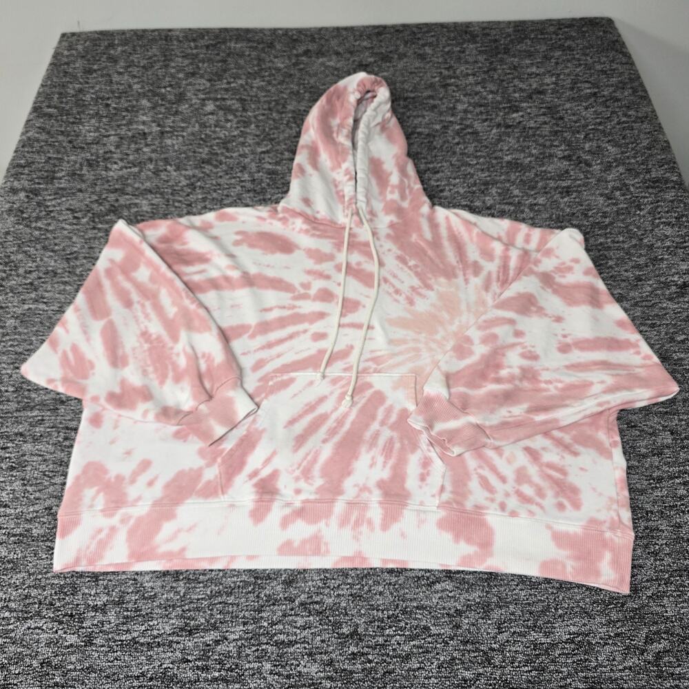 American Eagle Oversized Tie Dye Hoodie Women's XL Pink White Drawstring